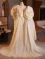 Exaggerated Champagne Ruffle Evening Party Short Sleeve shawl 2025