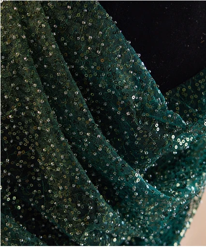 Charmant Dunkelgrün Perlenstickerei Pailletten Ballkleider 2023 Meerjungfrau Bandeau Ärmellos Rückenfreies Sweep / Pinsel Zug Ball Festliche Kleider
