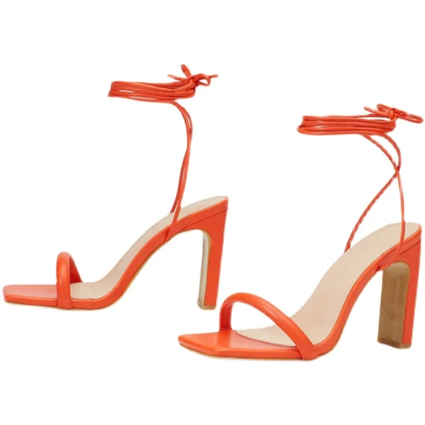 Fashion Orange Street Wear Womens Sandals 2022 Ankle Strap 10 cm / 4 inch Stiletto Heels Open / Peep Toe Sandals High Heels