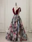 Vintage / Retro Burgundy Prom Dresses 2025 A-Line / Princess V-Neck Sleeveless Backless Floor-Length / Long Formal Dresses