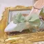 Fashion Sage Green Pearl Bow Prom Womens Sandals 2024 Ankle Strap 9 cm Stiletto Heels Pointed Toe Womens Shoes High Heels