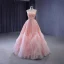 High End Pink Perlenstickerei Pailletten Rüschen Ballkleider 2023 A Linie Bandeau Ärmellos Rückenfreies Lange Ball Festliche Kleider