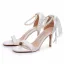 Charmant Weiß Perle Knöchelriemen Schleife Brautschuhe 2024 8 cm Stilettos Peeptoes Hochzeit Sandaletten Hochhackige