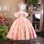 Flower Fairy Blushing Pink Appliques Birthday Flower Girl Dresses 2025 Ball Gown Pearl Spaghetti Straps Puffy Short Sleeve Backless Floor-Length / Long