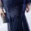 Sparkly Black Sequins Evening Dresses 2024 Trumpet / Mermaid V-Neck Bell sleeves Backless Floor-Length / Long Evening Party Formal Dresses