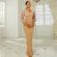 Charming Gold Sequins Evening Dresses 2022 Trumpet / Mermaid V-Neck Long Sleeve Evening Party Floor-Length / Long Formal Dresses