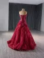 High-end Burgundy Pleated Prom Dresses 2024 Ball Gown Strapless Sleeveless Backless Floor-Length / Long Prom Formal Dresses