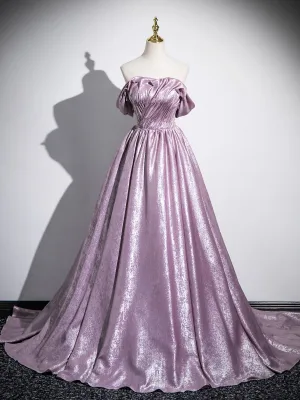 Élégant Rougissant Rose Perlage Glitter Robe De Bal 2025 Princesse De L Épaule Manches Courtes Dos Nu Train De Balayage Promo Robe De Ceremonie