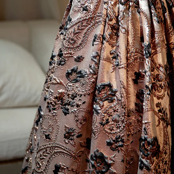 Chic / Beautiful Black Printing Prom Dresses 2022 A-Line / Princess Off-The-Shoulder Puffy Short Sleeve Backless Floor-Length / Long Formal Dresses