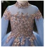 Chic / Beautiful Ocean Blue Beading Sequins Prom Flower Girl Dresses 2022 Ball Gown High Neck Long Sleeve Floor-Length / Long Flower Girl Dresses