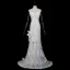 Haut de Gamme Blanche Noeud En Dentelle Fleur Perle Robe De Soirée 2026 Trompette / Sirène De l'épaule Manches Courtes Dos Nu Train De Balayage Soirée Robe De Ceremonie