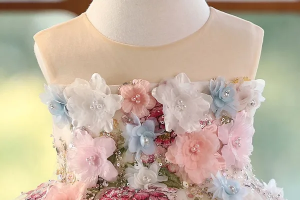 Flower Fairy White Pearl Appliques Sequins Short Birthday Flower Girl Dresses 2025 Ball Gown Scoop Neck Sleeveless Flower Girl Dresses