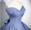 Chic / Beautiful Glitter Sky Blue Prom Dresses 2024 Ball Gown Strapless Sleeveless Backless Bow Floor-Length / Long Prom Formal Dresses