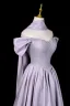 Charmant Lavendel Strass Pailletten Ballkleider 2026 A Linie Off Shoulder Kurze Ärmel Rückenfreies Lange Festliche Kleider