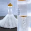 Haut de Gamme Blanche Volants Robe De Mariée 2022 Trompette / Sirène Bretelles Spaghetti Sans Manches Dos Nu Chapel Train Mariage