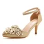Charmant Bling Bling Doré Perle Faux Diamant Chaussure De Mariée 2023 Bride Cheville 7 cm Talons Aiguilles À Bout Pointu Mariage Talons Hauts