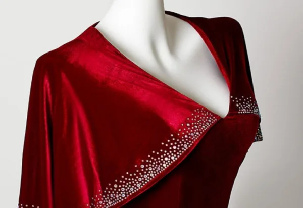 Chic / Beautiful Burgundy Velvet Sequins Prom Dresses 2026 Zipper Up Sweep Train V-Neck Formal Dresses Prom Short Sleeve Trumpet / Mermaid