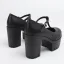Fashion White Street Wear Waterproof Womens Shoes 2023 10 cm Thick Heels T-Strap Round Toe Womens Shoes
