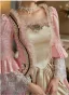 Medieval Vintage / Retro Candy Pink Rhinestone Lace Flower Prom Dresses 2024 Ball Gown Square Neckline Bell sleeves Floor-Length / Long Prom Formal Dresses