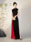 Chinese style Black Split Front Evening Party Cheongsam 2025 Trumpet / Mermaid High Neck Sleeveless Floor-Length / Long Cheongsam / Qipao