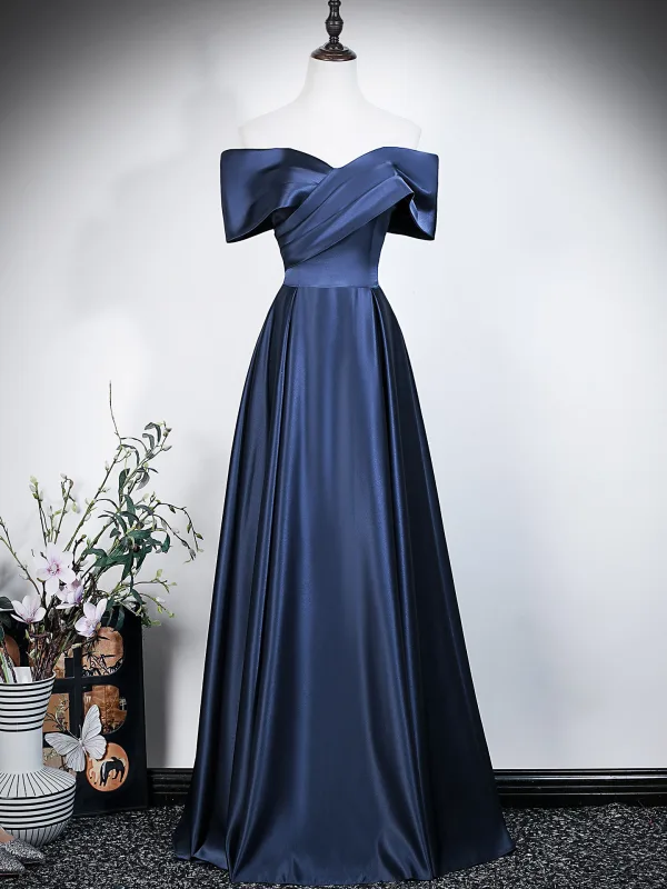 Modest / Simple Black Evening Dresses 2026 A-Line / Princess Off-The-Shoulder Short Sleeve Backless Floor-Length / Long