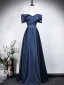 Modest / Simple Black Evening Dresses  2026 A-Line / Princess Off-The-Shoulder Short Sleeve Backless Floor-Length / Long