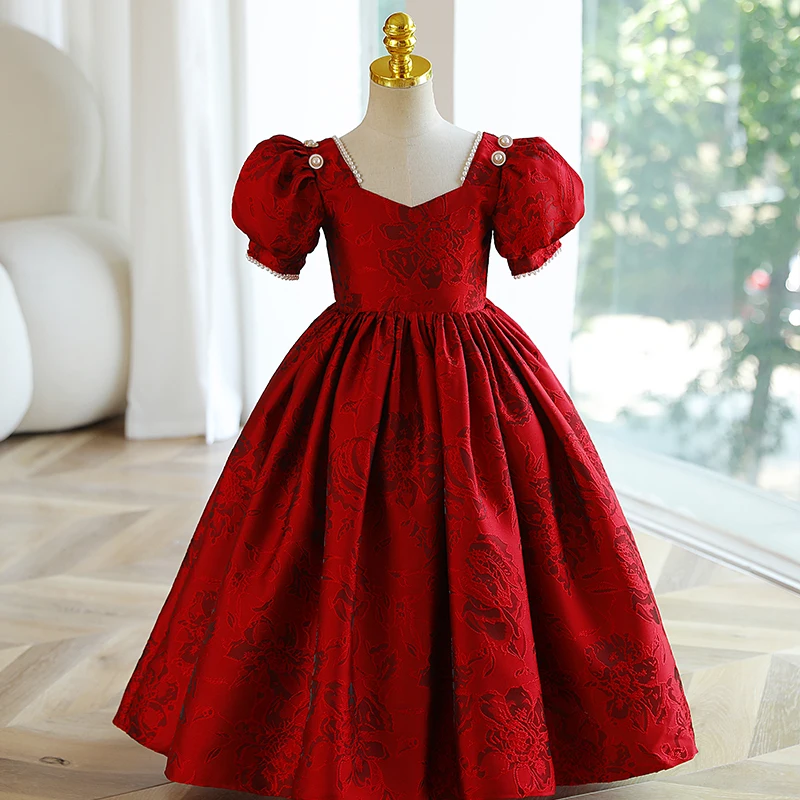 blue dress for baby girl Chic A line Spaghetti Straps Christmas Dress Burgundy Birthday Dresses –  SweetDress main image 0