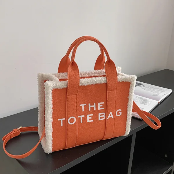 Fashion Letter Graphic Women Tote Bag Women's Bags Brown Shoulder Bags Woolen PU Dating Handbag 2023