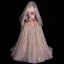 Flower Fairy Blushing Pink Appliques Prom Dresses 2024 Ball Gown Off-The-Shoulder Short Sleeve Backless Floor-Length / Long Prom Formal Dresses