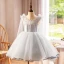 Modest / Simple Grey Birthday Pearl Short Flower Girl Dresses 2024 Ball Gown Scoop Neck Sleeveless Backless