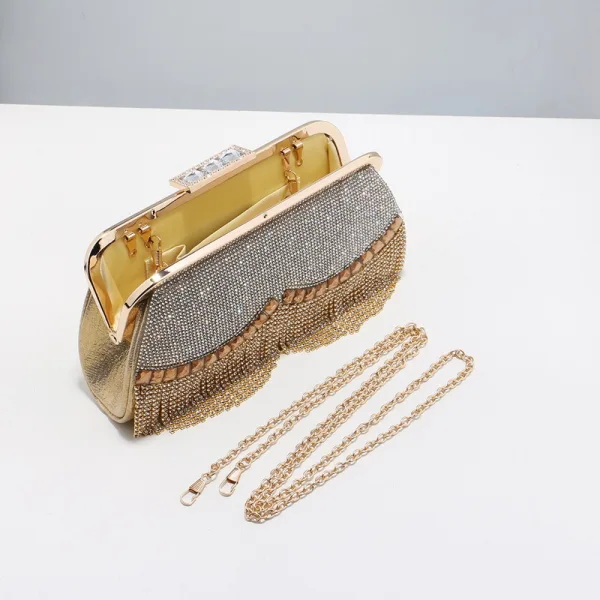 Sparkly Gold Rhinestone Evening Party Handbag Clutch Bags 2023 Alloy
