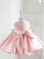 Lovely Candy Pink Pearl Short Bow Flower Girl Dresses 2023 Ball Gown Birthday Scoop Neck Long Sleeve