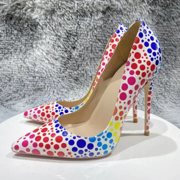 Mode Multi Couleurs Tachetée Vêtement De Rue Escarpins 2023 12 Cm Talons Aiguilles À Bout Pointu Escarpins Talons Hauts