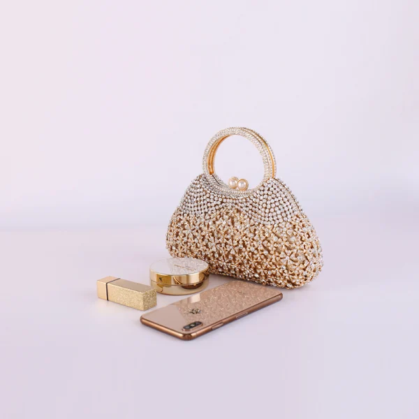 Mode Doré Percé Perle Faux Diamant Soirée Pochette 2022