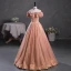 Sparkly Candy Pink Sequins Prom Dresses 2023 Ball Gown Scoop Neck Ruffle Short Sleeve Backless Floor-Length / Long Prom Formal Dresses