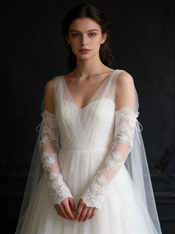 Simple Blanche En Dentelle Fleur Mariage Gants Mariage 2026 Tulle