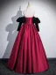 Elegant Burgundy Prom Dresses Satin 2024 Ball Gown Strapless Removable sleeves Backless Floor-Length / Long Prom Formal Dresses