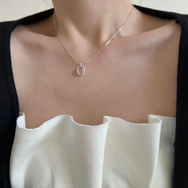 Chic / Beautiful Sky Blue Sterling Silver Transparent Necklaces Accessories 2023