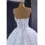 Luxe Blanche Fait main Perlage Perle Paillettes Robe De Mariée 2023 Robe Boule Bustier Sans Manches Dos Nu Chapel Train Mariage