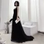 Charming Black Evening Dresses 2022 A-Line / Princess V-Neck Sleeveless Backless Floor-Length / Long Evening Party Formal Dresses