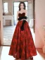 Chic / Beautiful Burgundy Prom Dresses 2022 A-Line / Princess Suede Strapless Rhinestone Sleeveless Backless Floor-Length / Long Formal Dresses