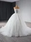 High-end White Handmade  Beading Sequins Wedding Dresses 2024 Ball Gown Scoop Neck Sleeveless Court Train Wedding