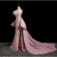 Sexy Rougissant Rose Perlage Faux Diamant Paillettes Gland Robe De Soirée 2025 Trompette / Sirène Bustier Sans Manches Dos Nu Noeud Tribunal Train Soirée