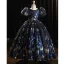 Élégant Bleu Marine Paillettes Anniversaire Robe Ceremonie Fille 2025 Robe Boule Encolure Dégagée Gonflée Manches Courtes Dos Nu Longue