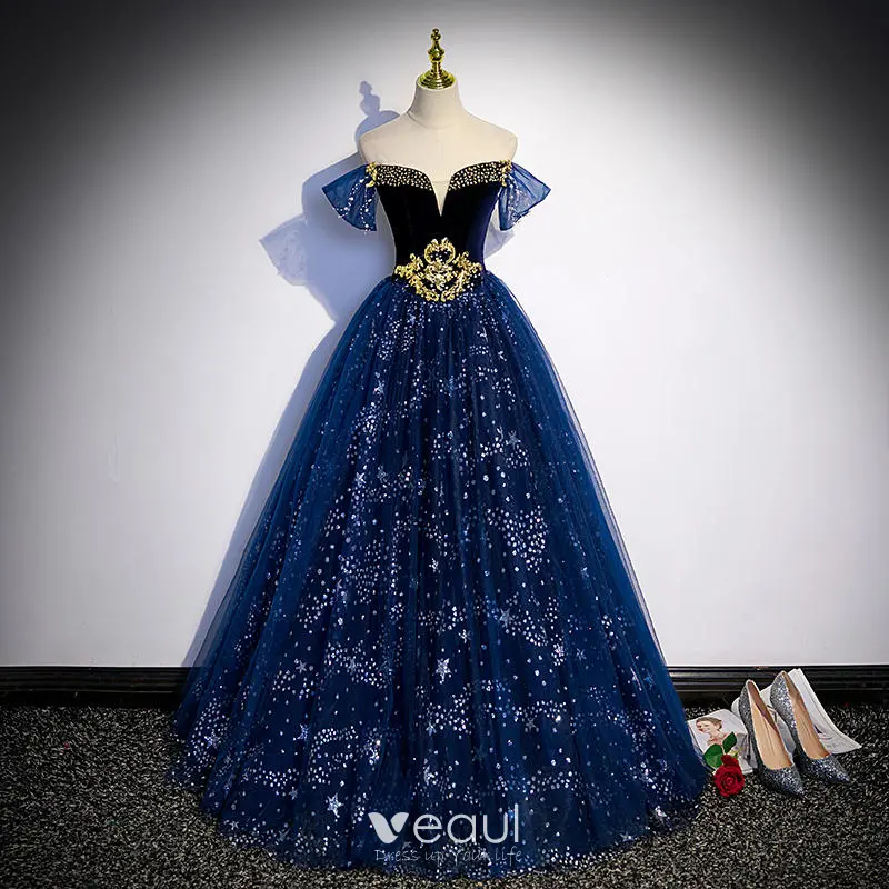 Navy blue party wear gown clearance