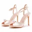Sexy White Pearl Ankle Strap Evening Party Womens Sandals 2023 10 cm Stiletto Heels Open / Peep Toe Sandals High Heels