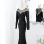 Charmant Scintillantes Noire Faux Diamant Paillettes Robe De Soirée 2022 Trompette / Sirène Encolure Dégagée Manches Longues Train De Balayage Soirée Robe De Ceremonie