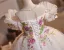 Fancy White Sequins Lace Flower Birthday Flower Girl Dresses 2025 Ball Gown Off-The-Shoulder Short Sleeve Backless Floor-Length / Long Tulle