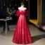 Schöne Rot Strass Star Pailletten Ballkleider 2023 A Linie Off Shoulder Kurze Ärmel Rückenfreies Lange Ball Festliche Kleider