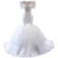 High-end White Handmade  Beading Pearl Sequins Wedding Dresses 2023 Trumpet / Mermaid Scoop Neck Short Sleeve Court Train Wedding